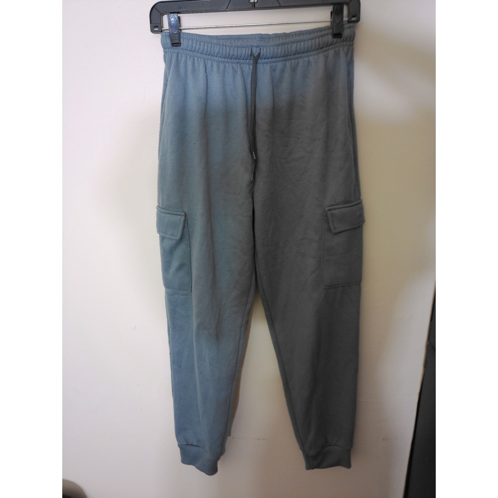 Quad Seven Cargo Joggers Youth 12/14 Blue Grey Fleece Utility Streetwear Pants